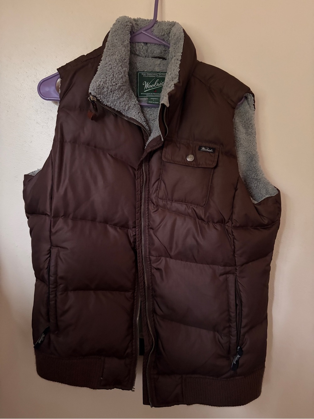 Woolrich Brown Quilted Sherpa-Lined Vest